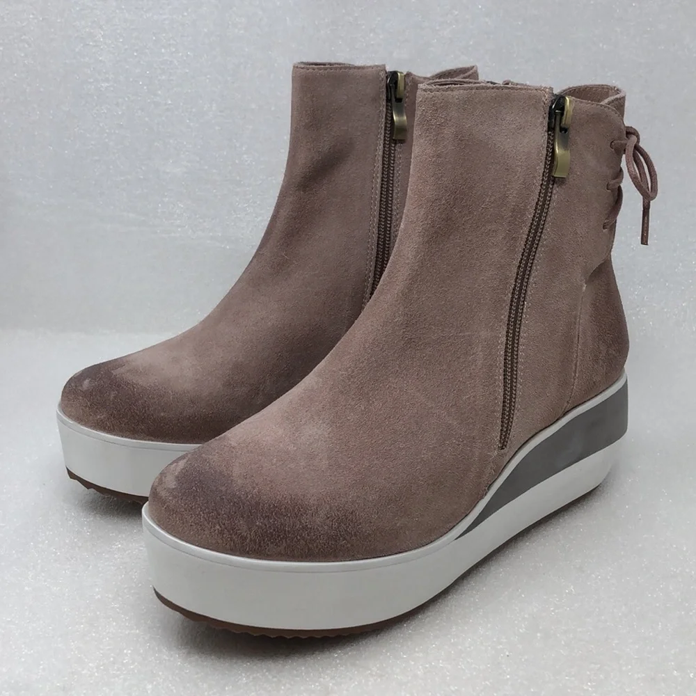 NEW Antelope Boots Fran Wedge Boot Blush Pink Suede Leather Platform Size 38 - Picture 3 of 15